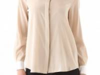 DKNY Collared Blouse with Covered Placket
