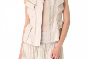 Donna Karan New York Drawstring Leather Vest