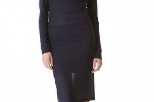 Donna Karan New York Long Sleeve Draped Dress