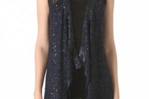 Donna Karan New York Sequin Long Drape Vest