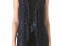 Donna Karan New York Sequin Long Drape Vest
