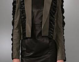 Elise Overland Leather Bolero with Ruched Panels