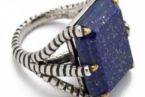 Elizabeth and James Bird Claw Ring with Lapis