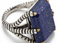 Elizabeth and James Bird Claw Ring with Lapis