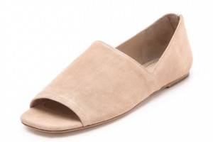 Elizabeth and James Pax Suede Peep Toe Flats