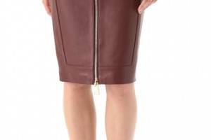 Hakaan Leather Zip Front Pencil Skirt