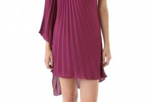 Halston Heritage One Shoulder Pleated Dress