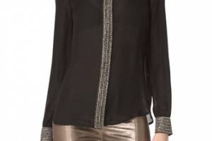 Haute Hippie Embellished Collar Blouse