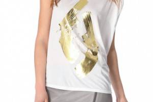 Haute Hippie Metallic Gold Guns Tank