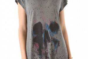 Haute Hippie Painted Skull Tee Top