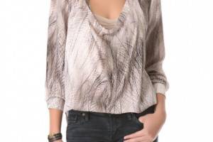 Haute Hippie Printed Cowl Blouse