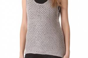 HELMUT Helmut Lang Tucked Linen Scoop Neck Tank