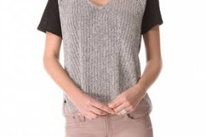 Helmut Lang Melange Short Sleeve Sweater