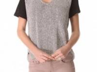 Helmut Lang Melange Short Sleeve Sweater