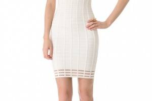 Herve Leger Short Sleeve Cutout Dress