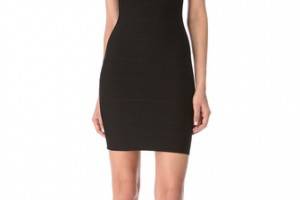 Herve Leger Signature Essentials V Neck Dress