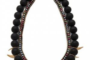 Iosselliani Black Agate Necklace with Rhinestones