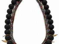 Iosselliani Black Agate Necklace with Rhinestones