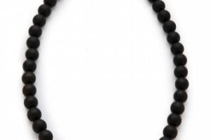 Iosselliani Black Agate Necklace with Skull Beads