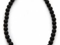 Iosselliani Black Agate Necklace with Skull Beads