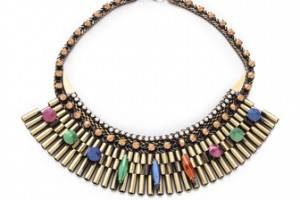 Iosselliani Fused Stone Watch Link Bib Necklace