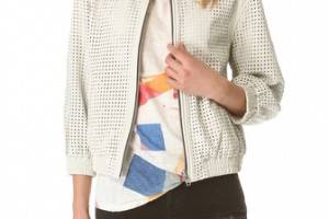 IRO Chan Perforated Leather Bomber Jacket