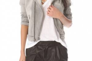 J Brand Grey Racer Moto Zip Jacket