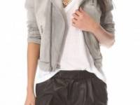 J Brand Grey Racer Moto Zip Jacket