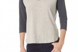 James Perse Curved Hem Baseball Tee