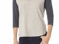 James Perse Curved Hem Baseball Tee