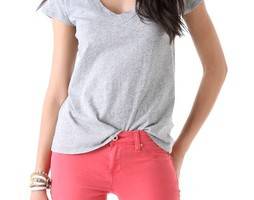 James Perse Heathered Relaxed Casual V Neck Tee