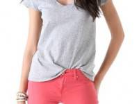 James Perse Heathered Relaxed Casual V Neck Tee