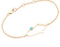 Jennifer Zeuner Jewelry Open Hamsa Bracelet with Turquoise