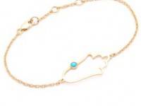 Jennifer Zeuner Jewelry Open Hamsa Bracelet with Turquoise