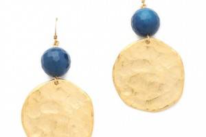 Kenneth Jay Lane Blue Agate & Gold Coin Earrings