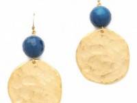 Kenneth Jay Lane Blue Agate &amp; Gold Coin Earrings