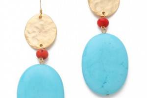 Kenneth Jay Lane Satin Gold Coin & Stone Earrings