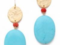 Kenneth Jay Lane Satin Gold Coin &amp; Stone Earrings