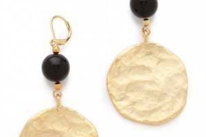 Kenneth Jay Lane Satin Gold Coin Drop Earrings