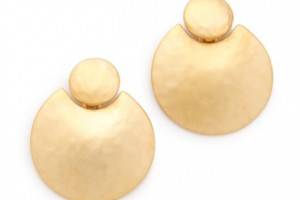 Kenneth Jay Lane Satin Gold Doorknocker Earring