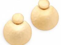 Kenneth Jay Lane Satin Gold Doorknocker Earring