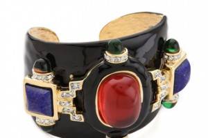 Kenneth Jay Lane Stone Embellished Deco Cuff