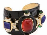 Kenneth Jay Lane Stone Embellished Deco Cuff