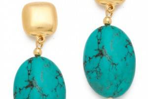 Kenneth Jay Lane Turquoise Bead Drop Earrings