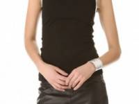 L&#039;AGENCE Sleeveless Tee with Leather Trim