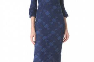 L'Wren Scott Bell Sleeve Dress with Open Neck