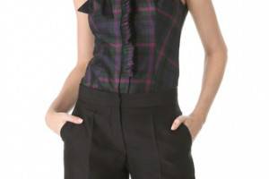 L'Wren Scott Sleeveless Plaid Top