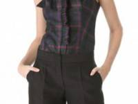 L&#039;Wren Scott Sleeveless Plaid Top