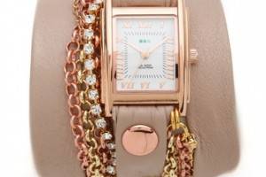 La Mer Collections Crystal Chain Wrap Watch