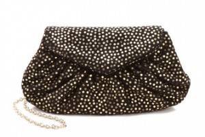 Lauren Merkin Handbags Diana Suede Clutch with Metallic Polka Dots